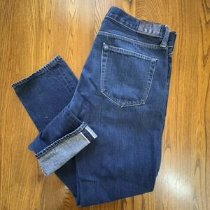 J‎ Crew 484 Blue Selvedge Slim Straight Button Fly Dark Wash Denim Jeans 31x29